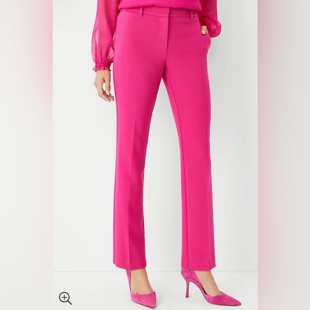 NWT Ann Taylor Slim Straight Leg Pants Bright Pink (“Office Siren”) Ponte Size 4